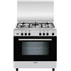 Glem Gas Cucina a Gas 5 Fuochi Forno a Gas con Grill Larghezza x Profondità 80x50 cm Classe energetica A con Coperchio colore Inox - A855GI Linea Alpha