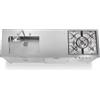 Alpes LC220-C90+L60+C60/1 LIBERI IN CUCINA, Lavaggio-Cottura, Acciaio Inox dx o sx, larg. 220cm, prof. 65cm, alt. 90/95cm, vasca larga 70cm, area cottura 5 fuochi gas, fuoco centrale + bruciatore a tripla corona, 2 cassetti 90