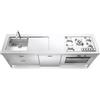 Alpes LC250-C90+L60+F90/1 LIBERI IN CUCINA, Lavaggio-Cottura, Acciaio Inox dx o sx, larg. 250cm, prof. 65cm, alt. 90/95cm, vasca larg. 50cm, piano cott. 5 fuochi gas, fuoco centr. bruciatore tripla corona Dual, 2 cassetti 90cm