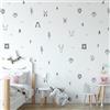 Baby RyRo London Adesivi murali bambini animali - Safari elegante, animali del bosco, albero della scuola materna, adesivi murali giungla. Adesivi animali per bambini, Adesivi murali cameretta bambino in bianco e nero