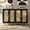 FC Armadio laterale in rattan, per Cucina, Soggiorno, Nero