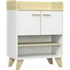 HOMCOM Mobiletto Multiuso con Armadietto e Ripiani Aperti, Mobile per Soggiorno, Cucina, Ufficio in Legno Bianco, 60x30x78cm