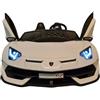 Pilots Kids Macchina per Bambini Lamborghini Aventador 2 Persone a Batteria Bianco