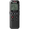 Philips Registratore audio VoiceTracer DVT1160 - Mono ADPCM/PCM, Attivazione vocale, 8 GB, Registrazione One Touch, USB Plug & Play, Nero