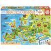Educa - Puzzle da 150 pezzi per bambini | Mappa dell'Europa. Misura: 48 x 34 cm. Composto da pezzi di grandi dimensioni. Da 6 anni (18607)