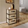 DEGHI Cassettiera 40x68h cm top effetto rovere selvatico con 3 cassetti in tessuto beige e struttura in acciaio nero - Kales