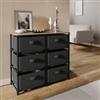 DEGHI Cassettiera 76x68h cm top effetto rovere selvatico con 6 cassetti in tessuto e struttura in acciaio nero - Kales