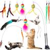 AiQInu Giochi per Gatti, 11 Pezzi Gioco Gatto Interattivo con Ventosa, 2 Canna Pesca Giochi Interattivi per Gatti, Uccelli Piuma Bruco Giocattolo Gatto, Giocattolo di Intelligenza per Gatti Bacchetta