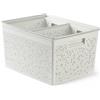 TATAY Cestino Portaoggetti Bohol Set da 4 Pezzi Senza BPA Manici Integrati | Cestino Portaoggetti Casa | Misure 30x39x21,5 cm | Plastica Riciclata | Design Impilabile | Ventilazione Ottimale, Bianco