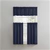 No. 918 Martine - Tenda da cucina semitrasparente in microfibra con tasca per bastone, mantovana e ripiani, 137,2 x 91,4 cm, blu navy