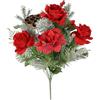 Flair Flower Fiori artificiali, bouquet di rose, ortensia, 45 cm, rami di abete artificiali, fiori di Natale, bouquet di Natale X'Mas, decorazione natalizia, fiori, centrotavola di seta