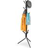 Relaxdays Attaccapanni in Metallo, Appendiabiti Moderno con 6 Ganci, Guardaroba da Terra, HLP 161 x 53 x 53 cm, Nero