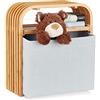 Relaxdays Sgabello contenitore pouf portaoggetti design in legno di bambù piccola seduta da ingresso beige