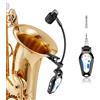 KIMAFUN 2.4G Microfono per Sassofono Wireless, Microfono per Strumenti Senza Fili a Clip Ricevitore e Trasmettitore Sistemi per Sassofono, Corno Francese, Tromba, Trombone, G120