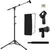 Lemxadd Asta Microfono da Terra a Treppiede con Braccio a Giraffa per Blue Yeti Samson Q2U Fifine K6 AM8, Asta per microfono con Borsa, Adattatore 5/8, 2 Clip e Fascette