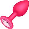 BONDAGERIE® Plug anale rosa in silicone con diamante rosa, Taglia L