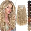 SEGO 60 cm Extension Capelli Clip 5 Fasce Estensioni Clip in Hair Ricci Ondulati Sintetici Posticci Mossi Donna Castano medio con highlights
