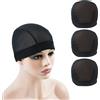 YTBYT 3 pezzi Cappellino in Maglia Nera per Realizzare Parrucche Pettinature Estensibili con Fascia Elastica Larga (cappuccio in rete nera S)