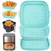 Alyvisun Teglie in Silicone per Friggitrice ad Aria 3 Pezzi | Teglia Cestello per Air Fryer Contenitori Riutilizzabile Quadrato Tappetino Stampi Per Airfryer, Microonde, Forno (Blu)