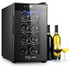 Avilia Cantinetta Frigo Silenziosa per Vini 8 Bottiglie 65W - Mini Frigo Termoelettrico con Display LED, Temperatura Regolabile 8-18°C, Auto Defrost - Cantinetta Vino Nera da 25L