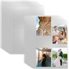 TESSTSY 30 Pezzi Buste Trasparenti Porta Foto A4 4 Scomparti 10,8 X 15,2 cm, 11 Fori Tasche Fotografiche Raccoglitore A4 per Raccoglitori Ad Anelli A4 2/3/4/7, Trasparenti per Cartoline per Foto A6, Cartoline