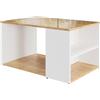 PLATAN ROOM Tavolino da caffè lucido, 90 x 60 x 47 cm, rettangolare, per soggiorno, con spazio di archiviazione, in rovere dorato, rovere (quercia oro/bianco opaco)