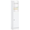 kleankin Mobile Bagno Colonna con 3Ripiani Aperti e Armadietto a 2Livelli Regolabile,Maniglia in alluminio, in Legno, 23x18x100 cm, Bianco|Aosom Italy
