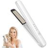 IXYHKB Piastra Per Capelli, Arricciacapelli a Doppio Mini Piastra per Capelli da Viaggio Portatile per Capelli Corti con Ricarica USB-C Piastra Riscaldante in Ceramica con Display LCD 120-180°C (White)