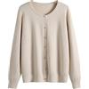Generic Cardigan da Donna a Maniche Lunghe con Scollo Tondo Modelli Autunnali e Invernali di Maglieria Basic Versatile Classica Giacca da Donna di Grandi 100 Grammi Donna Taglie Forti Giacca (Beige, XXL)