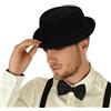 INOGIH Cappello classico anni '20 in pura lana roll-brrim pork- Pie Fedora-Hat uomo donna - cappello da chiesa a tesa corta schiacciabile, Nero-stile2, M