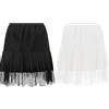 Generico Gonna in Pizzo da Donna, Minigonna con Volant, Mezza Sottoveste, Gonna Plissettata a Strati, Gonna Fluida in Pizzo per Donna (IT, Testo, XXL, Regular, Regular, Bianco+Nero)