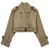 Oniissy Trench da donna a maniche lunghe, corta, casual, larghi, primaverile, a maniche lunghe, doppio petto, con risvolto dentellato, casual, vestibilità larga, con tasche (S marrone scuro)