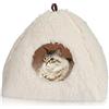 CATISM Cuccia per gatti piramidale triangolare, 40x40x40 cm, Beige | Cuccia gatto per interni, cuscino morbido rimovibile e lavabile, letto per gatti e cagnolini