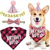 Ehuihuan Cappello per Cani Compleanno, Kit di 13 Cappelli di Festa per Animali Domestici con 1 Bandana, 1 Collare Papillon, 10 Numeri, Berretto Compleanno per Cani di Piccola Media Grande Taglia (Rosa)
