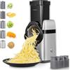FOHERE Tritatutto Elettrico 5 IN 1 Grattugia Multifunzione per Verdura, Taglia Verdure con 5 Lame e Scatola di Stoccaggio, Grande Scivolo di Alimentazione per Patate intere, Formaggio e Noci