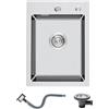 KINKIBOS Lavello da cucina in acciaio inox 304, 35 x 45 cm, lavello piccolo, con foro per rubinetto e troppopieno (senza tubo di scarico), 1 vasca, spazzolato