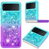 BLOTECH Custodia Compatibile con Samsung Galaxy Z Flip 4,Brillantini Liquido Cover per Samsung Galaxy ZFlip 4 Guscio Morbido 2 Strati +Sabbie Mobili interno Bling Glitter Custodia Bling Sparkle,Green Purple