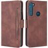 HualuBro Cover per Motorola One Fusion Plus, Flip Cover a Libro in Premium PU Pelle Magnetica Antiurto Case Portafoglio Custodia per Motorola Moto One Fusion+ Plus Cover - Marrone