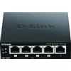 D-Link Switch PoE+ Gigabit desktop a 5 porte, fino a 30 W per porta PoE, budget di potenza totale di 60 W, verde, compatto e silenzioso, Plug & Play nero DGS-1005P/B