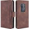 HualuBro Cover per Motorola One Zoom, Flip Cover a Libro in Premium PU Pelle Magnetica Antiurto Case Portafoglio Custodia per Motorola Moto One Zoom Cover - Marrone
