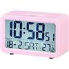 Trevi SLD 3P60 Sveglia Digitale con Grande Display LED Retroilluminato, Orologio con Termometro, Calendario, Funzioni Timer e Snooze, Alimentazione a Batterie AA, Facile da Utilizzare, Rosa