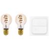 EGLO connect.z Set di 2 lampadine LED vintage Smart Home E27, con interruttore, ZigBee, app e controllo vocale Alexa, dimmerabile, luce bianca calda e fredda, 360 lumen, 4,9 W, ambra
