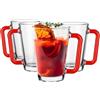Glasmark KROSNO 1992 Glasmark KROSNO, 250ml, set da 4, set di bicchieri, tazze di vetro, bicchieri in vetro con manico, orecchio colorato, bicchiere, tazza, tazza di vetro con cornetta, lavabile in lavastoviglie