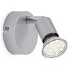 Briloner Leuchten 2906 - 014 A +LED - lampada da parete/faretto - Lampada da soffitto faretto, Spot, 1 x GU10, 250 lumen, Faretto girevole e orientabile, in metallo, 3 W, colore titanio, 8 x 8 x 8 cm
