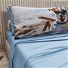 PETTI Artigiani Italiani - Lenzuola Animali con Cani in Cotone con Federe in Stampa Digitale, Lenzuola Letto Singolo, Completo Letto Singolo Azzurro, 100% Made in Italy