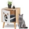 Relaxdays Armadietto sportello apribile Mobile da Lettiera, Cuccia per Gatti, Mobiletto Lettino Gattini con Anta, HLP: 50x40x40 cm, Bianco Naturale, Legno