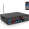 Etlephe Amplificatore Audio, 800W Amplificatore Hi-Fi, Amplificatore Stereo Bluetooth 5.0,12V 220V, Radio FM Scheda SD Portatile/Ingresso USB/Radio FM per Casa o Auto