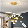 HvKvHvY Lampadario Camera Da Letto Plafoniera 3 Lampadario Oro Cucina Con La Luce a Lampadario LED Sospensione Del Telecomando, Lampade Da Moderne Con Memoria Dimmerabile Soggiorno, 30 + 40 + 60Cm