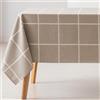 GAMUSI Tovaglia antimacchia tavolo rettangolare a quadri jacquard impermeabile, 140 x 100 cm, tessuto al tatto, colore beige
