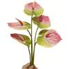 Rikyo 5 fiori artificiali di giglio di Anthurium da 61 cm, permanenti, per la decorazione della casa, bouquet e foglie verdi, per matrimoni, feste, piccoli bouquet di fiori (rosa-1)